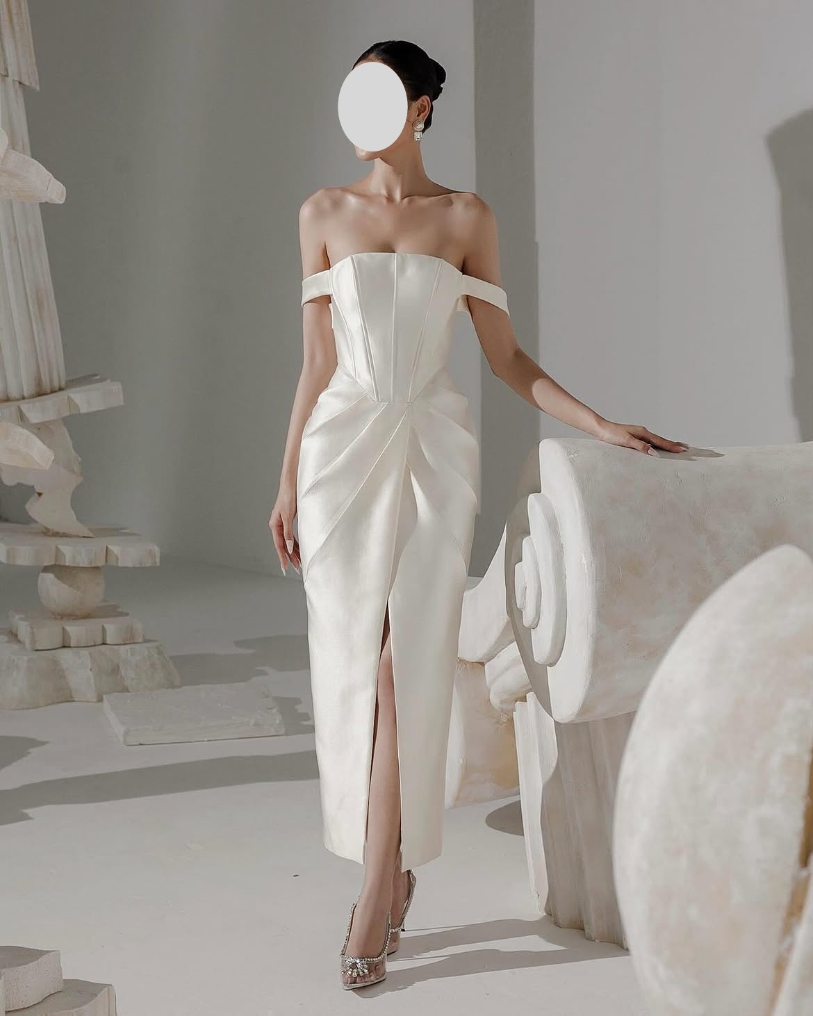 Elegant Satin Evening Gown Split - Gaun pesta mewah Sharon Saudi dengan
