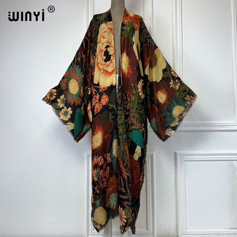 WINYI Gaun Kimono Maxi Musim P - Boho Summer Beach Maxi Dress ulasan dan harga