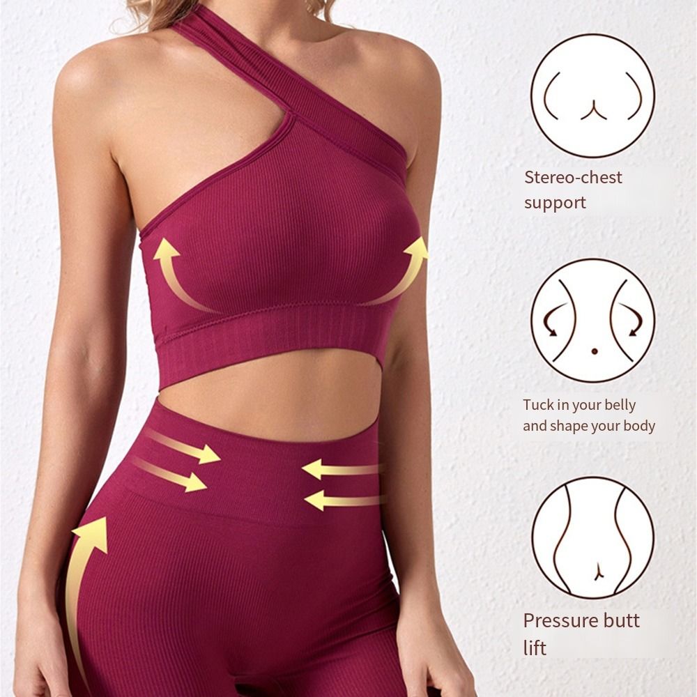 2 Pcs Setelan Olahraga Wanita  - Seamless Ribbed Workout Tank Top ulasan dan harga