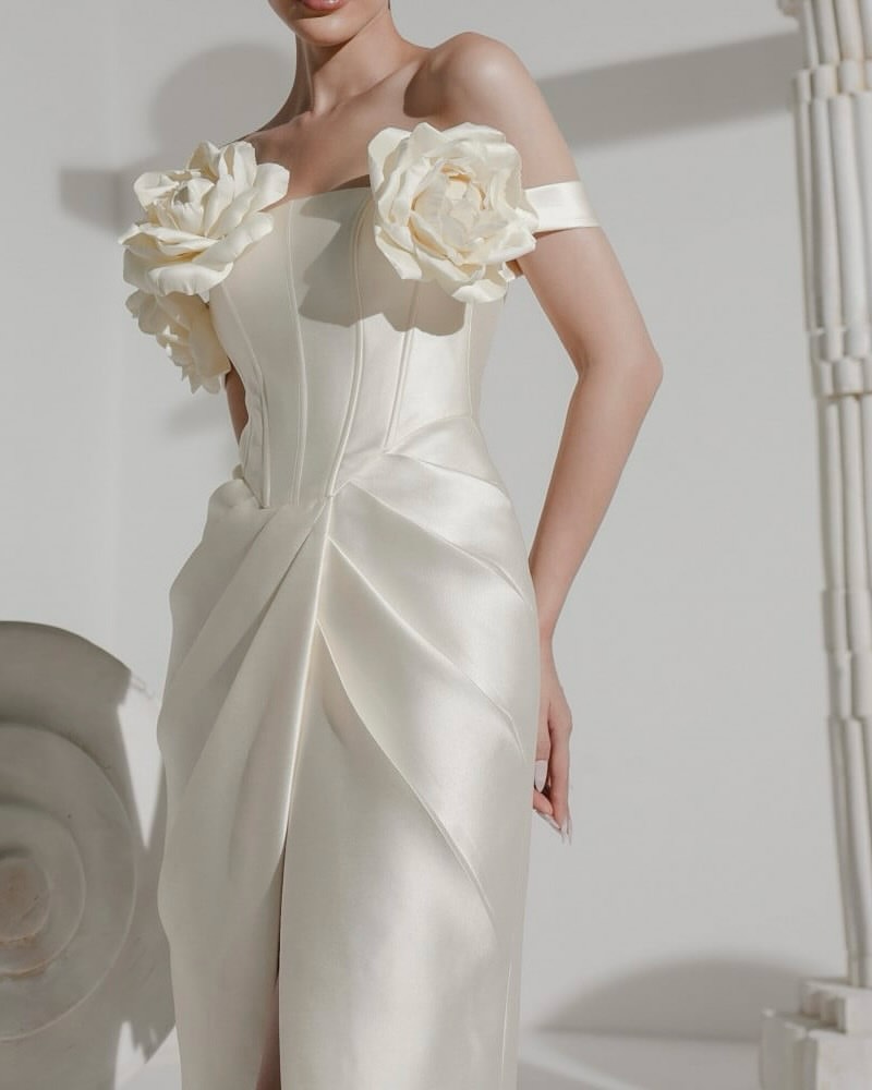 Gaun pesta mewah Sharon Saudi  - Elegant Satin Evening Gown Split ulasan dan harga
