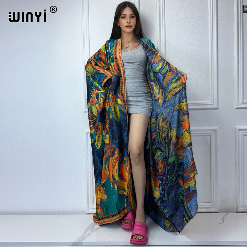 WINYI mantel terbuka motif boh - Boho Summer Beach Maxi Dress ulasan dan harga